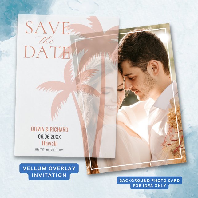 Boho Orange Palm Tree Save The Date Vellum Invitations (Boho Orange Palm Tree Save The Date Vellum Invitations
)