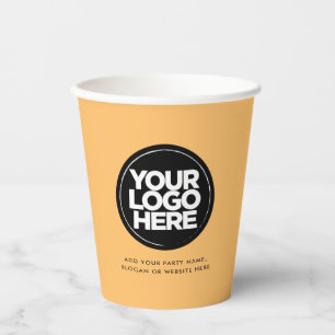 Boho Orange Personalised Logo and Text Paper Cups