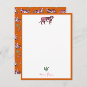 Boho Orange Pink Jungle Tiger Script Card