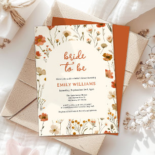 Boho Orange Wildflower Bride to Be Bridal Shower Invitation
