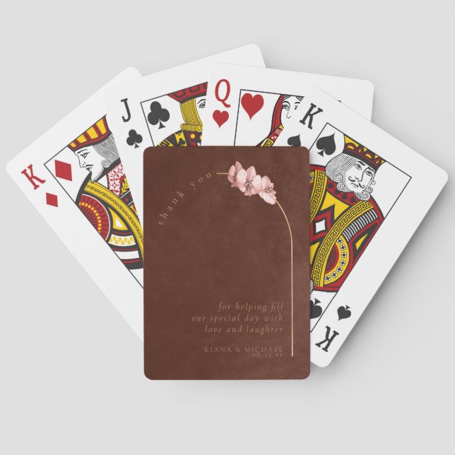 Boho Orchid Arch Wedding Thank You ID959 Playing Cards (Back)