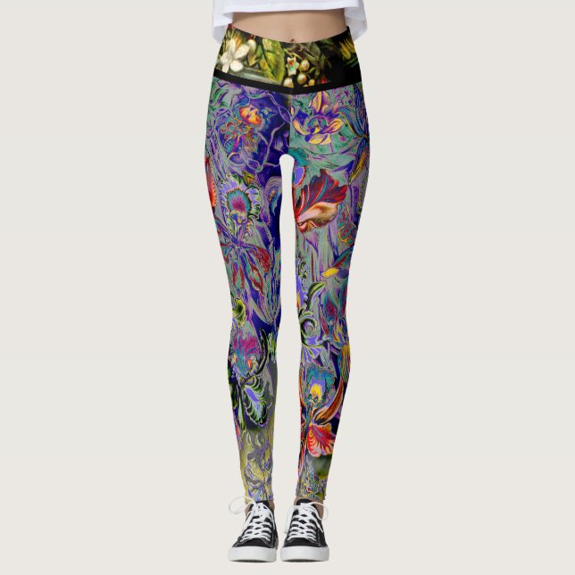 Boho Orchid Flower Leggings (Front)