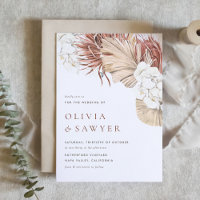 Boho Orchids and Dried Palm Leaves QR Code Wedding