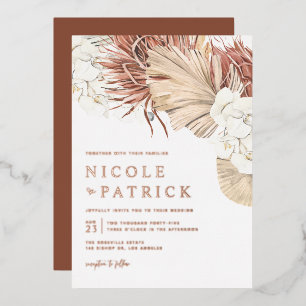 Boho Orchids and Dried Palm Leaves Wedding