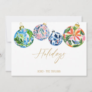 Boho Ornament Happy Holidays Flat Holiday Card