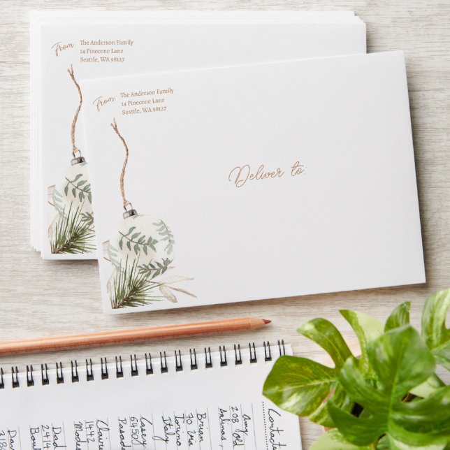 Boho Ornaments Coordinating Holiday Envelope (Stacked)
