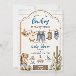 Boho Our Little Cowboy Wild West Horse Baby Shower Invitation