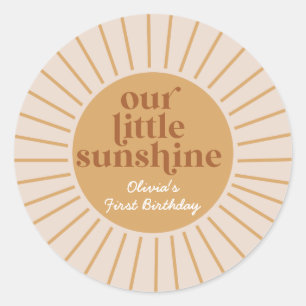 Boho Our Little Sunshine Birthday Classic Round Sticker