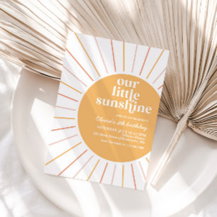 boho our little sunshine birthday invitation