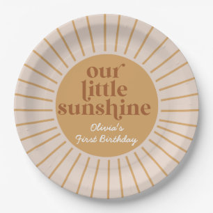 Boho Our Little Sunshine Birthday Paper Plate