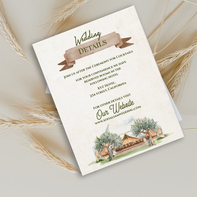 Boho Outdoor Rustic Tent Camp Wedding Details Enclosure Card (Boho Outdoor Tent Wedding Details Card | Rustic Watercolor Camp Wedding Info Enclosure Card)