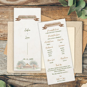 Boho Outdoor Rustic Tent Wedding Ceremony Program Invitation