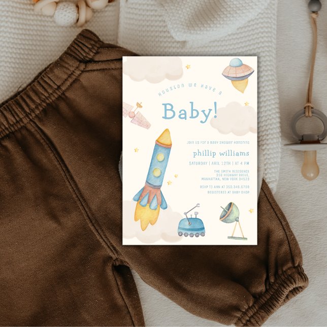 Boho Outer Space Spaceship Rocket Baby Shower Invitation (Boho Outer Space Spaceship Rocket Baby Shower Invitation)