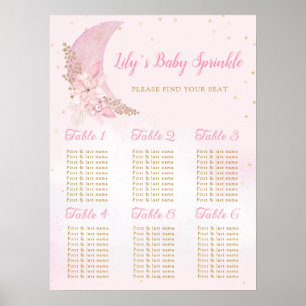 Boho Over the Moon Baby Shower Seating Chart
