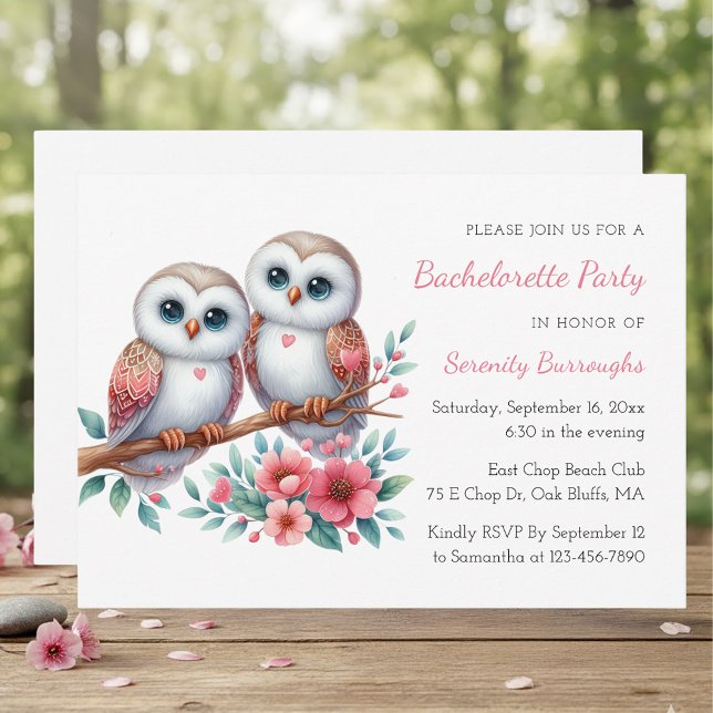 Boho Owl Woodland Rustic Bachelorette Party Invitation (Creator Uploaded)