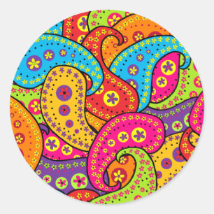 Boho Paisley Classic Round Sticker