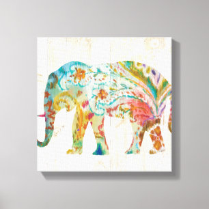 Boho Paisley Elephant II Canvas Print