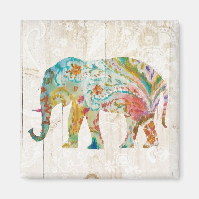 Boho Paisley Elephant II Magnet (Front)