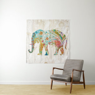 Boho Paisley Elephant II Tapestry