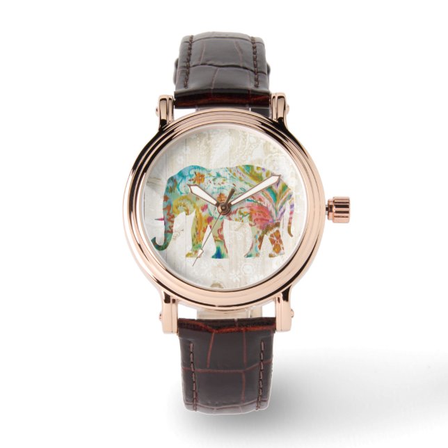 Boho Paisley Elephant II Watch (Front)