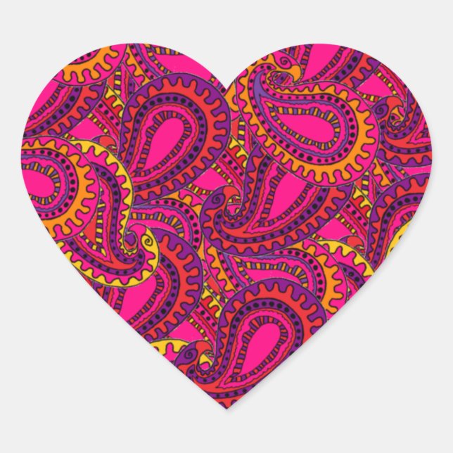 Boho Paisley Heart Sticker (Front)