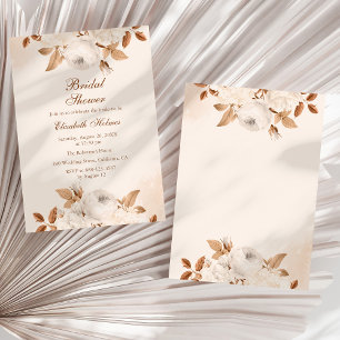 Boho Pale Peach Terracotta Floral Bridal Shower Invitation