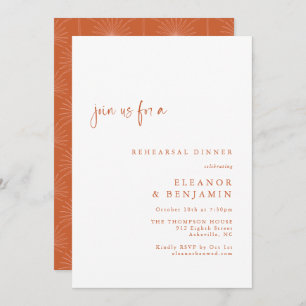 Boho Palm Botanical Terracotta Rehearsal Dinner Invitation