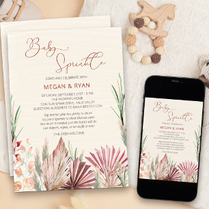 Boho Palm Dried Foliage Rustic Baby Sprinkle Invitation