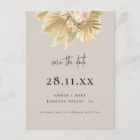 Boho Palm Floral Blush Natural Save The Date