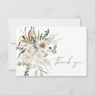 Boho Palm Leaf Eucalyptus & Beige Floral Thank You Card