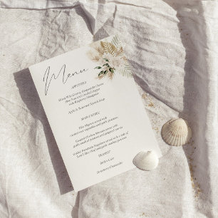 Boho Palm Leaf Floral Menu Invitation
