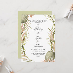 Boho Palm Leaf Greenery Wedding  Invitation