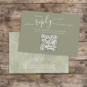 Boho Palm Leaves Wedding QR Code RSVP Enclosure Card