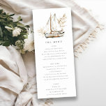 Boho Palm Sailboat Seascape Wedding Menu Card<br><div class="desc">If you need any other matching product or customisation,  kindly message via Zazzle.</div>