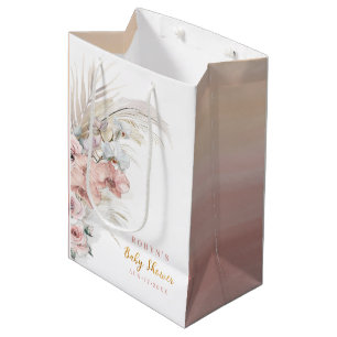Boho Pampas Baby Shower Gift Bag Pink Girl