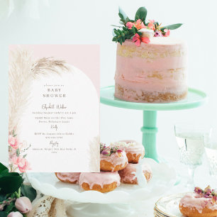Boho Pampas Blush Baby Shower Invitation