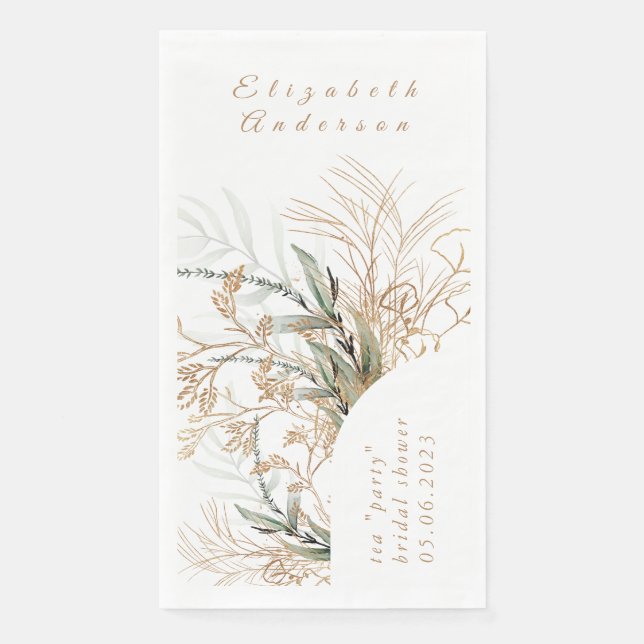 Boho Pampas Blush White Eucalyptus Bridal Shower Napkin (Front)