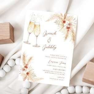 Boho Pampas Champagne Bridal Shower Invitation