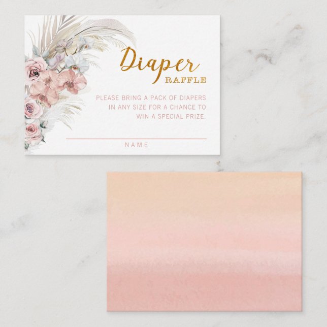 Boho Pampas Diaper Raffle Card (Front/Back)