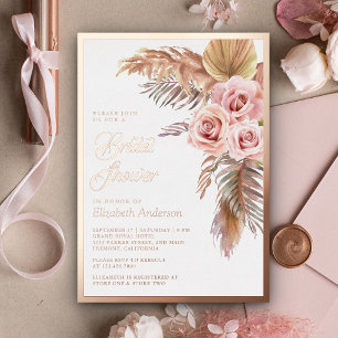 Boho Pampas Dusty Pink Bridal Shower Rose Gold