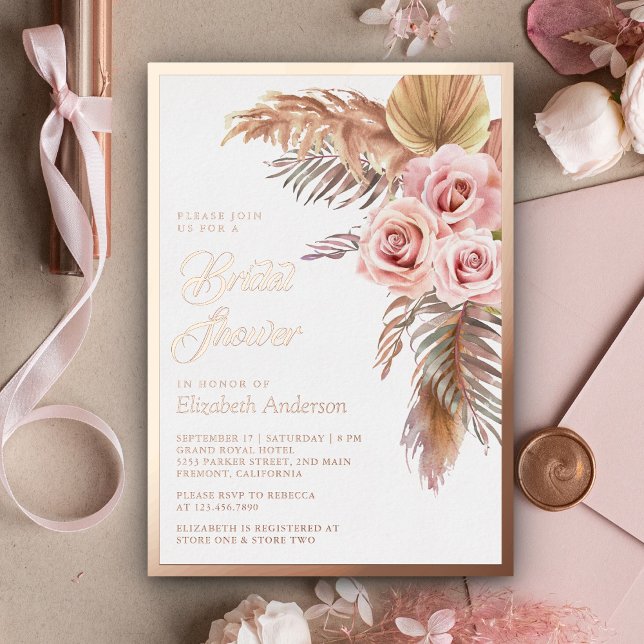 Boho Pampas Dusty Pink Bridal Shower Rose Gold (Creator Uploaded)