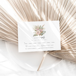 Boho Pampas Dusty Rose RSVP Enclosure Card
