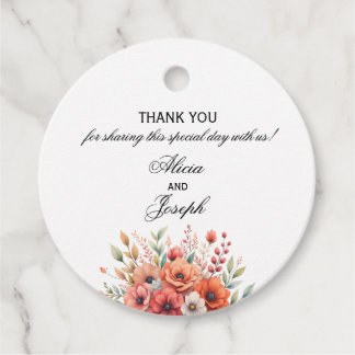 Boho Pampas Elegant Favour Tags for Wedding
