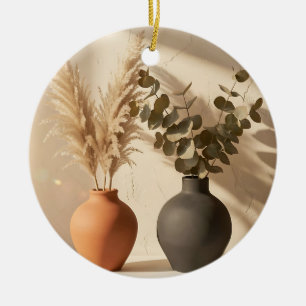 Boho Pampas Eucalyptus Ceramic Vase Still Life Tree Decoration