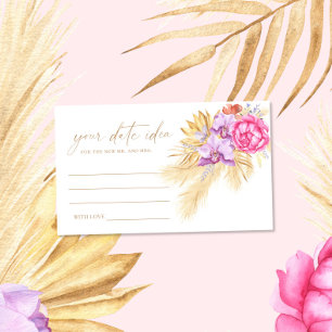 Boho Pampas Floral Date night ideas \ Date jar Enclosure Card