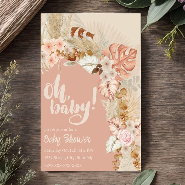 Boho Pampas Floral Shower Invitation (Creator Uploaded)