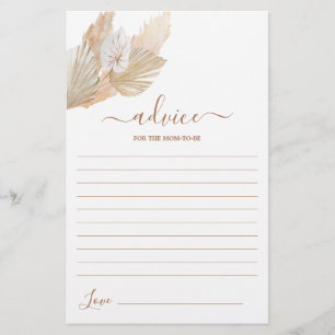 Boho pampas grass Advice for the Mum To Be card