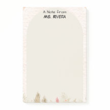 Boho Pampas Grass Arch Personalised Teacher Notepa