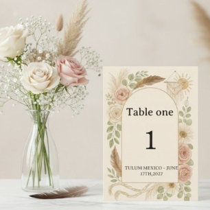 Boho Pampas Grass Arch Table Number Pedestal Sign