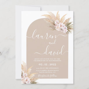 Boho Pampas Grass Arch Wedding Invitation